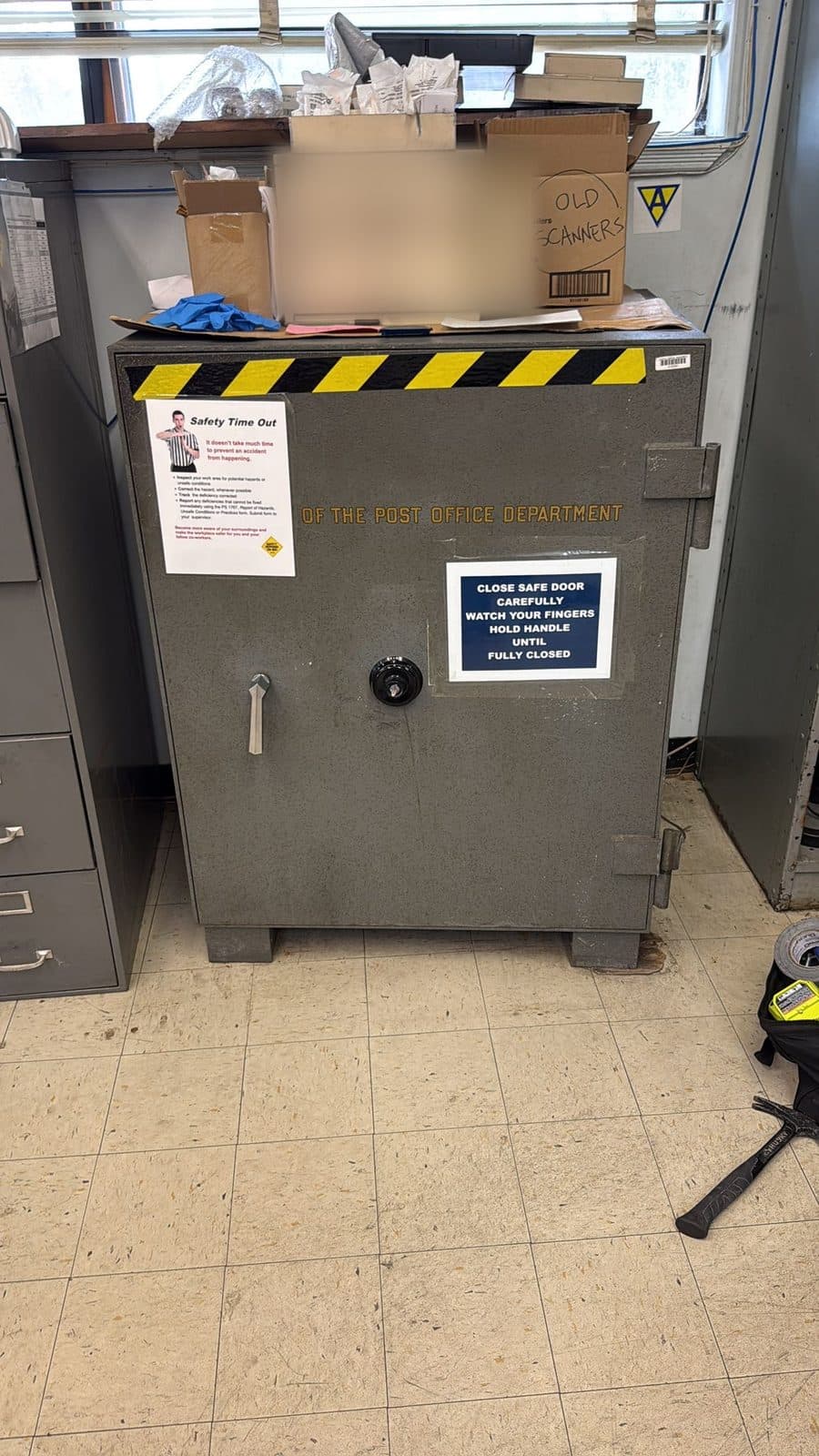 A vintage Post Office Department safe