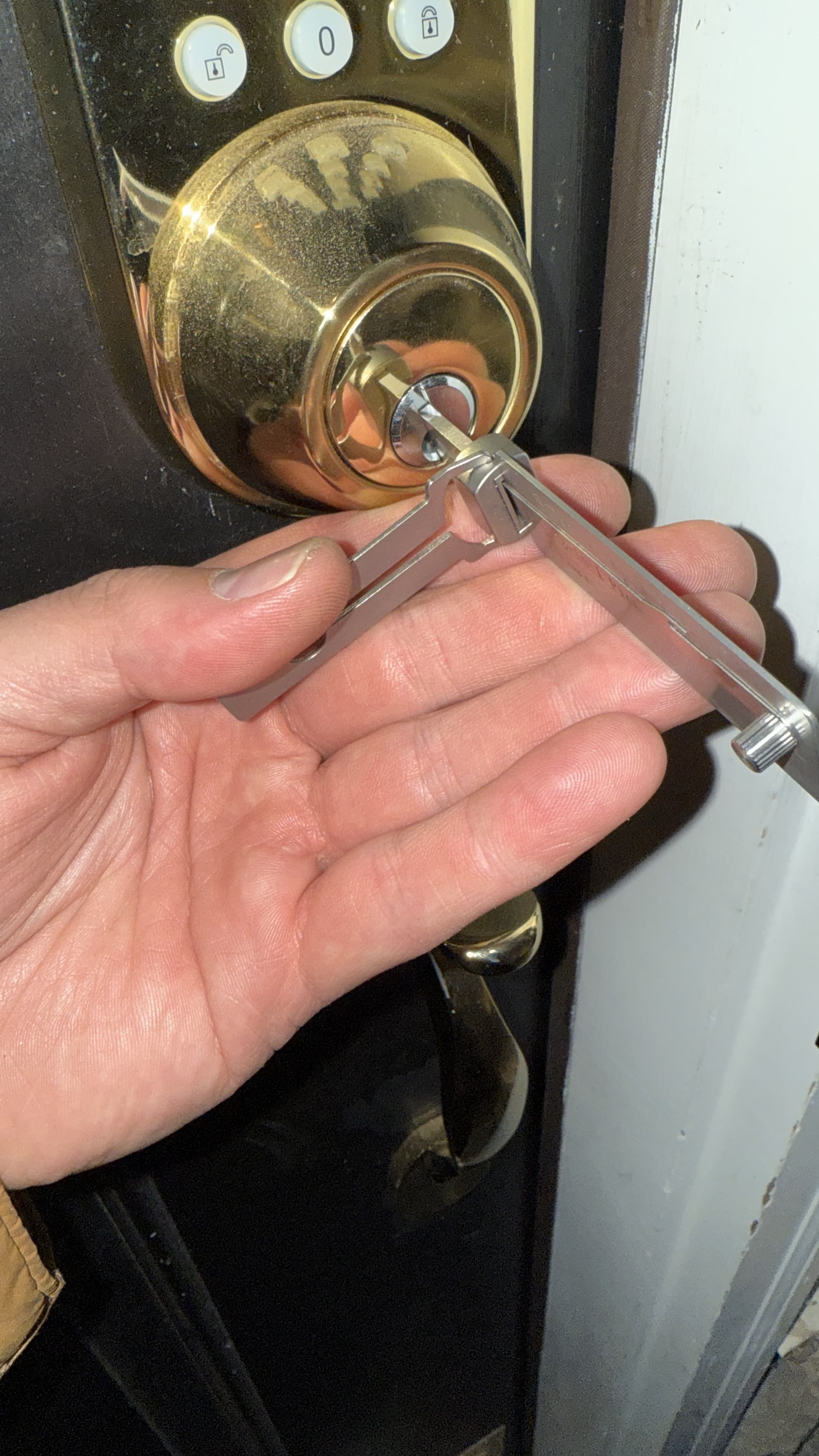 Precision lock entry tool in use
